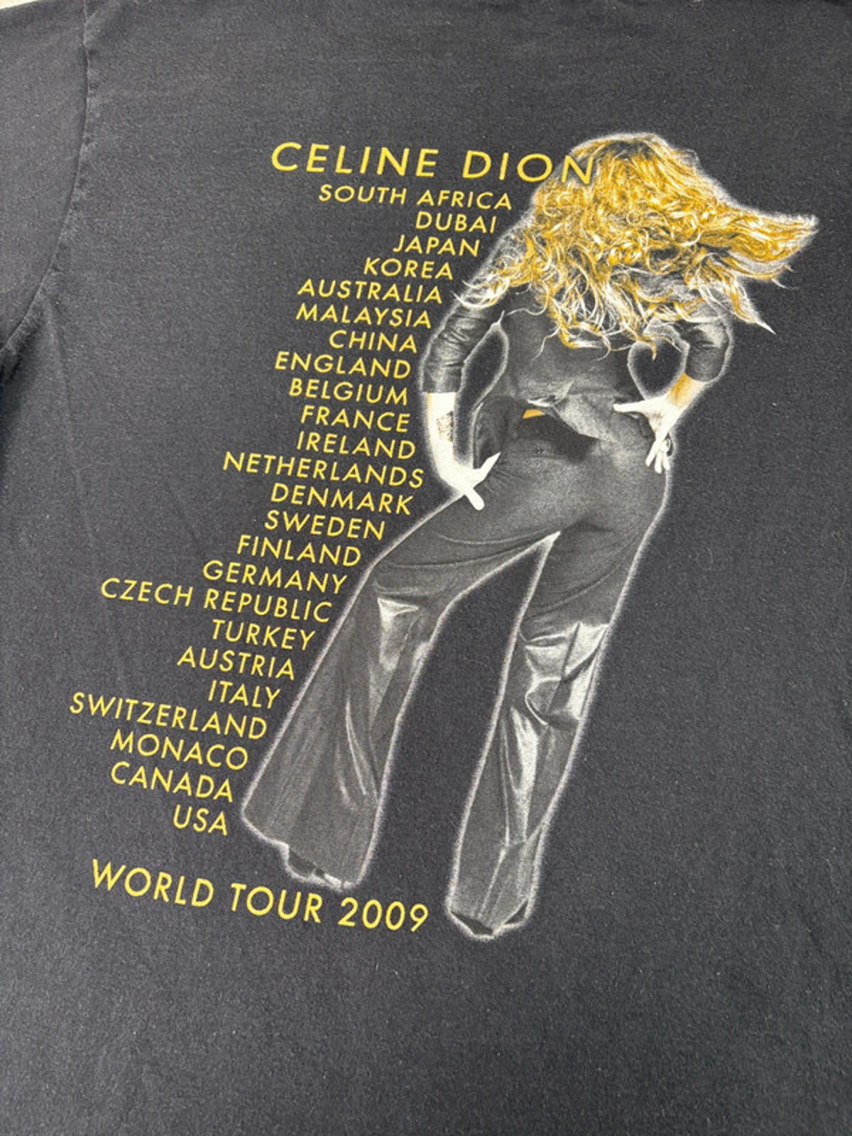Celine Dion World Tour 2009 T-Shirt Men’s (L) Black Double-Sided Concert Tee