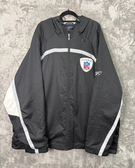 NFL Equipment Reebok Authentic Sideline Rain Jacket 4XL Black White Fleece Lined